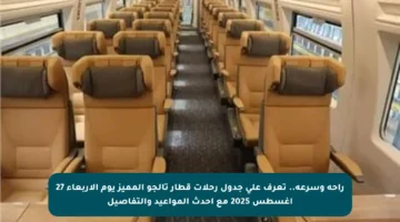 راحة وسرعة.. تعرف على جدول رحلات قطار تالجو المميز يوم الأربعاء 27 أغسطس 2025 مع أحدث المواعيد والتفاصيل